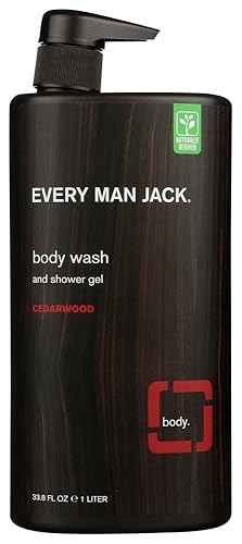 Every Man Jack Gel de baño para hombre, paquete doble de 33 onzas, 2 botellas incluidas, derivado de forma natural, sin parabenos, sin ftalatos, sin