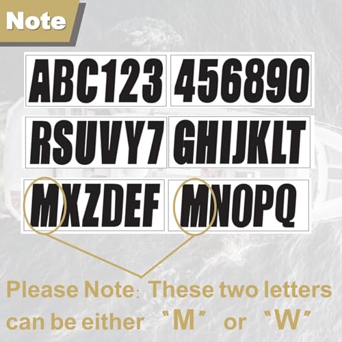 Image of 24 Sheets 3 Inch Black Self Adhesive Vinyl Letters Numbers Stickers | Fit Boat Identification Number Hull Decoration Decor