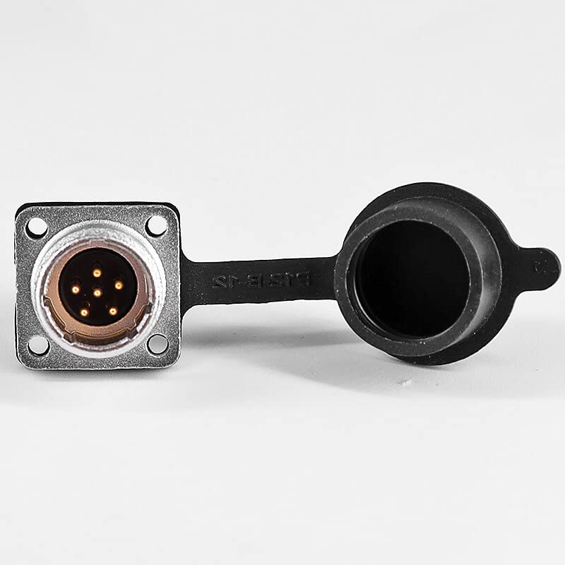 TP12 6 Pin Male Socket 4 Hole Flange Connector Solder Cup for Cable with Rubber Dust Cap