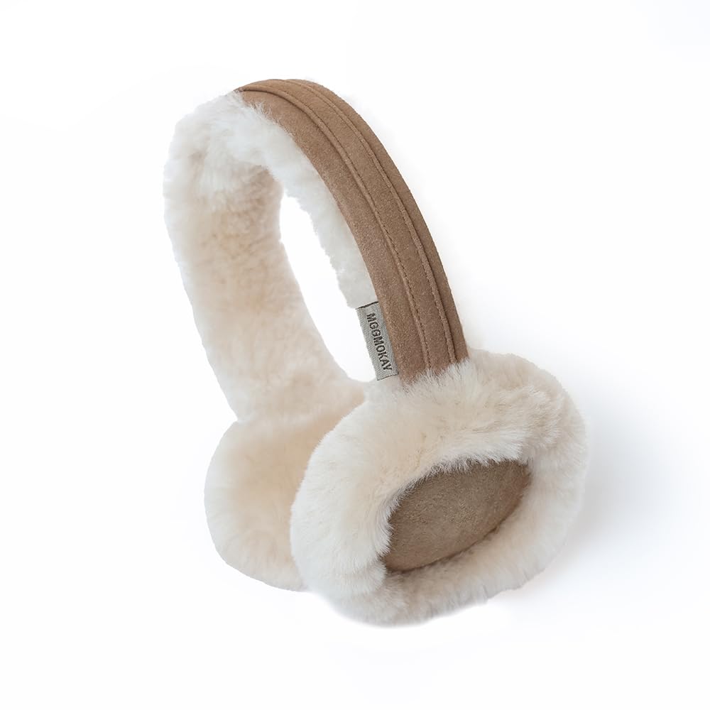 MGGMOKAY Orejeras de invierno para hombres y mujeres orejera de piel oveja Calentadores Oído al Aire Libre Covers plegables