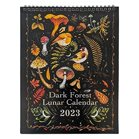 Dark Forest Lunar Calendar, 2023 Calendar Colorful Waterink Wall Calendars, Animals Calendars Art Monthly Moon Calendar Wheel, Suitable for Home Office New Year Gift Cover