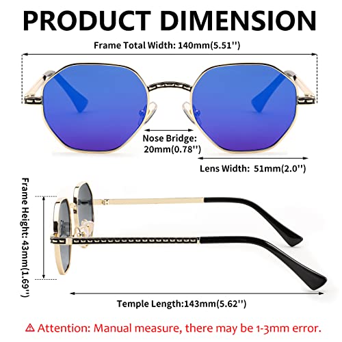 FEISEDY Classic Sunglasses for Men Women Metal Frame Sun Glasses Trendy Polycon Square Shades UV 400 Protection B29634