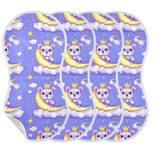 xigua Cartoon Mice Muslin Baby Burp Cloths Set of 1, Super Soft & Absorbent Burping Rags, Cotton Burp Clothes Shower Gift for Newborn, Baby Girls and Boys3