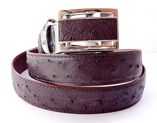 Julie Genuine Real Ostrich Skin Leather Meninchs Dark Brown Belt 33-48inch Black big2