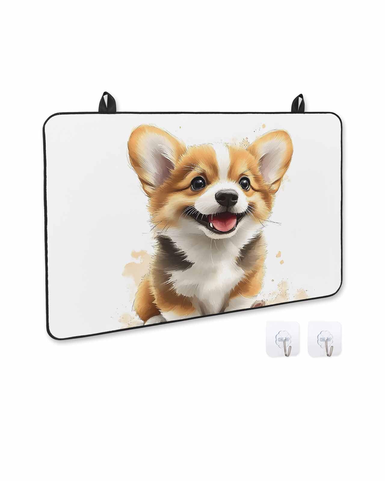 Stove Cover for Electric Stove, Cute Cartoon Puppy Watercolor Country Brown Dog Stove Top Cover for Glass Top, Heat Rubber Mat Foldable Cooktop Cover Top Protector, 36