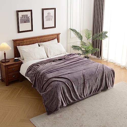 Kingole Flannel Fleece Microfiber Throw Blanket, Luxury Lavender Purple Twin Size Lightweight Cozy Couch Bed Super Soft And Warm Plush Solid Color 350Gsm (66 X 90 Inches) #TOP3