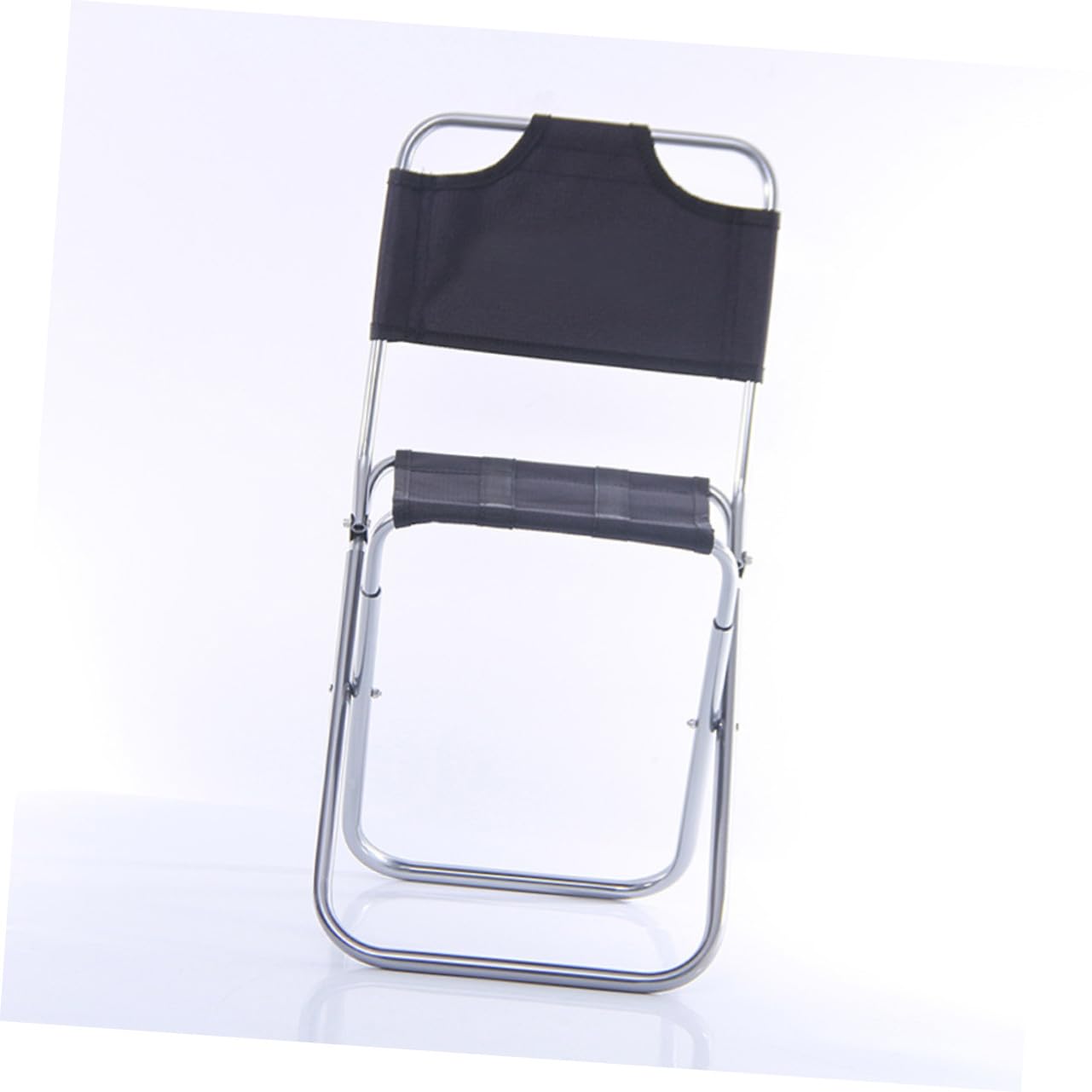 Gatuida Sgabello Pieghevole in Alluminio Leggero con Schienale per Campeggio Pesca e Escursionismo Sedia Portatile Outdoor Resistente e Compatta Nero e Argento Media