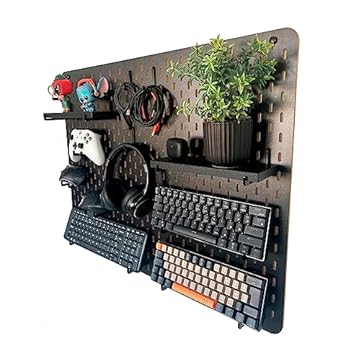 Peg Board home office setup gamer organizar perifericos (76x59cm, PRETO)