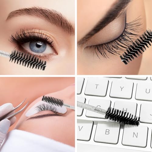Image of 300 Pcs Dual Ended Eyelash Brush Lip Brush, Black Disposable Mascara Wands Lipstick Applicator, Eyebrow Spoolies Brush for Eyelash Extensions
