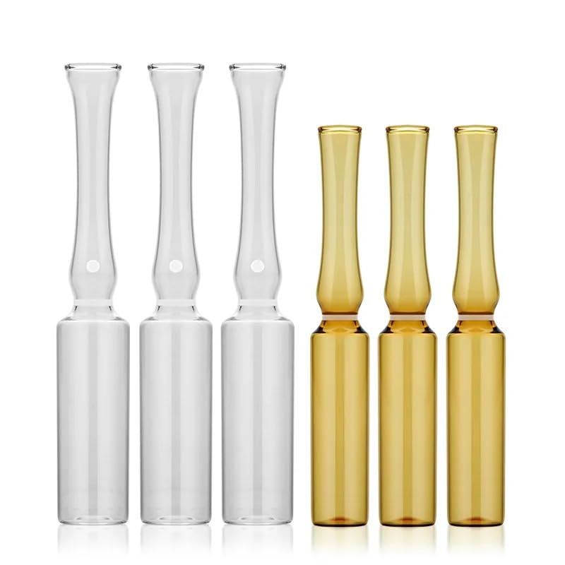 630Pcs/Box 1ml Glass Ampoule Bottles - Clear/Amber Vials with Easy-Break Curve Neck for Lab, Sample & Light-Sensitive Storage(1ml Brown)