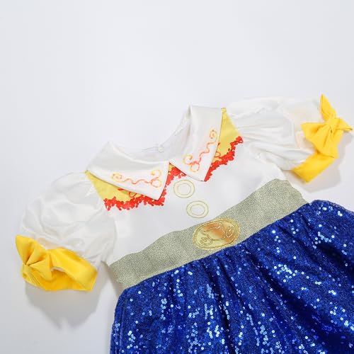 Disfraz de vaquera para niña con vestido de lentejuelas y sombrero miniatura 6