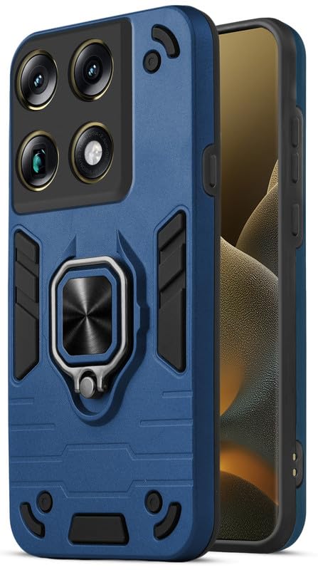 Mr. Case Back Cover for Motorola Signature with 360° Rotating Ring Stand | Dual Layer Shockproof Protection | Tough Frame | Raised Camera Protection Case – Royal Blue