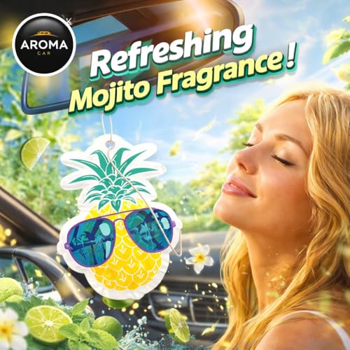 Image of Aroma Car Perfume Hanging Car Air Freshener, Pineapple Mojito (Pack of 3)