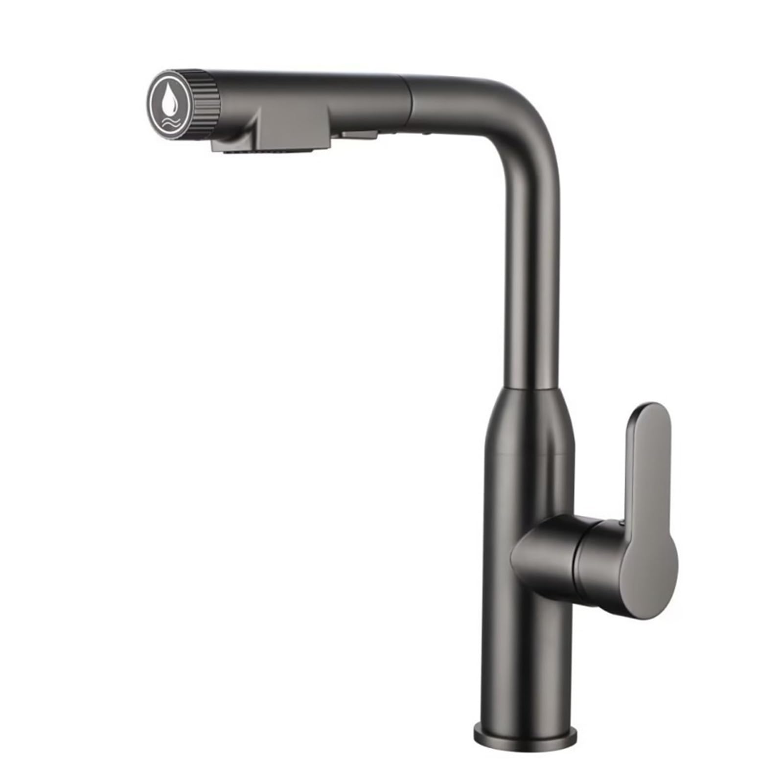 Robinet de cuisine en laiton gris mitigeur 3 voies extractible et pivotant pour eau filtrée