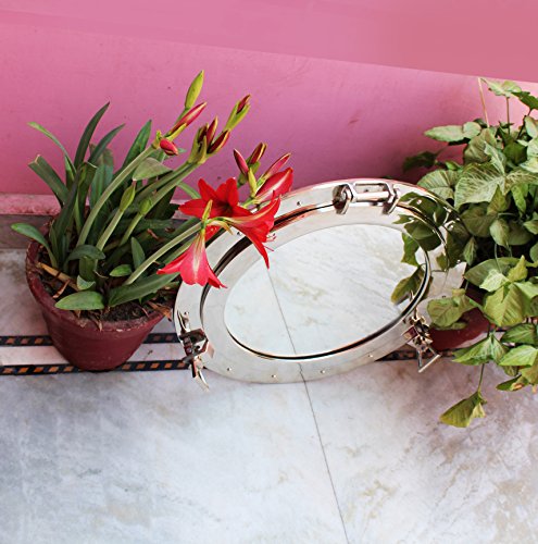 Nagina International Premium Silver Lined Aluminum Nickel Coated Nautical Ship's Porthole Window ! Maritime Wall Decor Mirror | Exclusive (24 Inches, Mirror) - Image 6