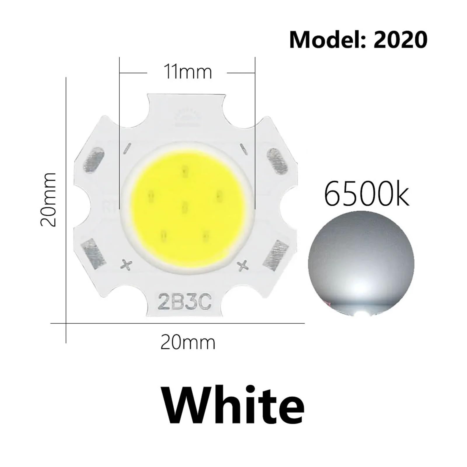 Lote de 10 bombillas LED COB de alta potencia de 3 W, 5 W, 7 W, 10 W y 250 mA for linternas, focos y luces empotradas.(White,10W DC30-32V)