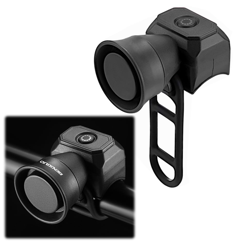 Dhqkqg Electric Bike Horn, Bike Horn Loud, Rechargeable Bicycle Cycling Bell with 5 Sound Modes, IPX4 Waterproof Electronic Handlebar Ring Bell, for Road Bikes, Mountain Bikes, Children's Bicycles