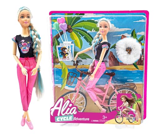 Image of Lyla Alia Cycle Adventure Doll - 30 cm Doll with Bicycle, Backpack & Balloons | Outdoor Playset for Girls Age 3+