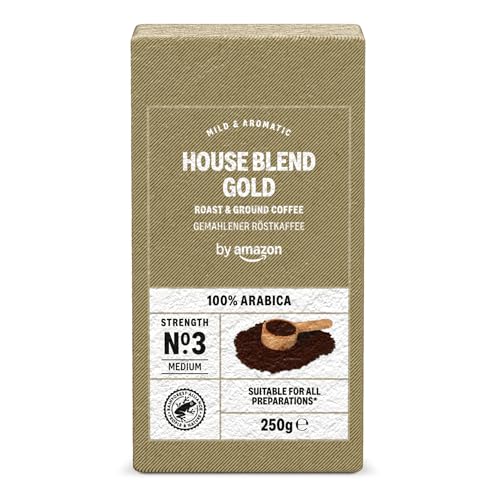 by Amazon House Blend Gold Roast And Ground Coffee 100% Arabica Strength 3 Medium 250g