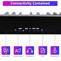 NZHK Piano Numérique Portable 88-Key, Batterie Rechargeable Intégrée, Haut-Parleurs Double, Connexion Bluetooth… – Image 6