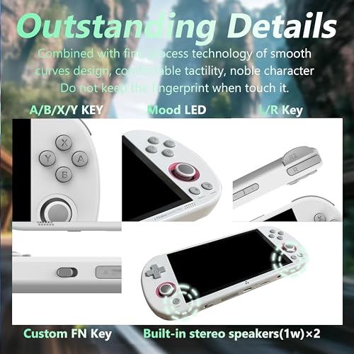 Image of Trimui Smart Pro Handheld Game Console, Retro Hand Held Video Gaming Consoles with 64G /256G TF Card, 5 inch Screen Portable - White 64GB