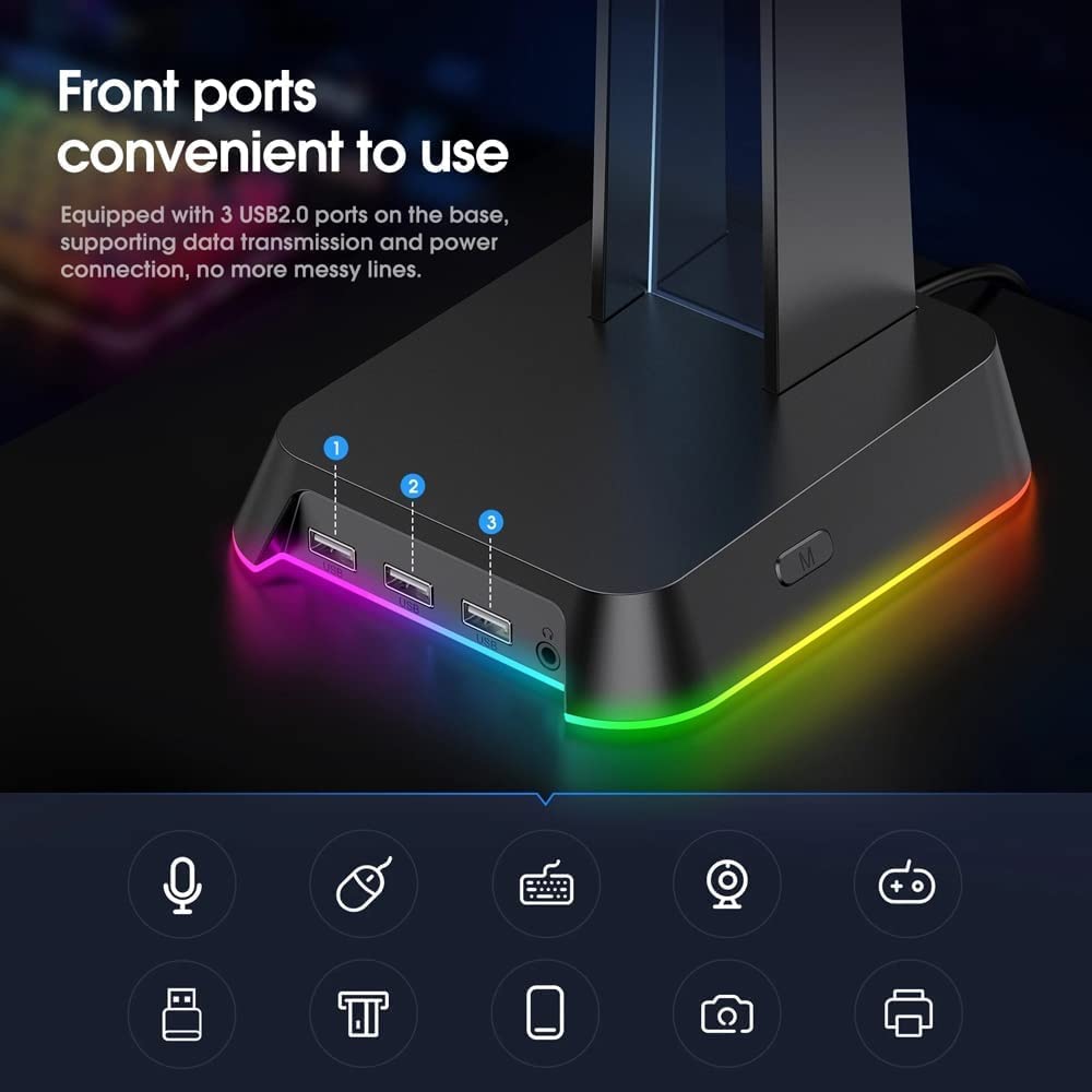 supporto per cuffie, Cuffie for computer da gioco RGB Supporto for display tavolo(Black)