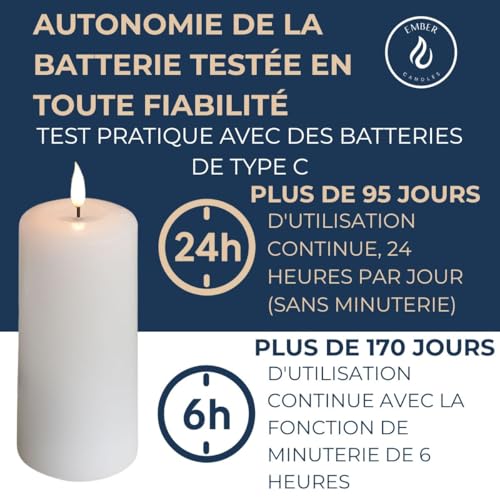 Bougie LED blanche Ember Candles 15cm en cire véritable avec télécommande - 2