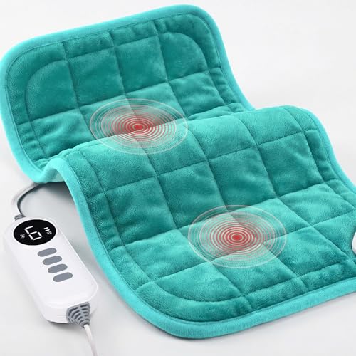 Heating Pad Weighted Heating Pad with Massaging Vibrations FSA Eligible HSA 6 Heat Settings & 4 Massage Modes Soothing Warmth for Back & Shoulders 12 x 24 Light Blue