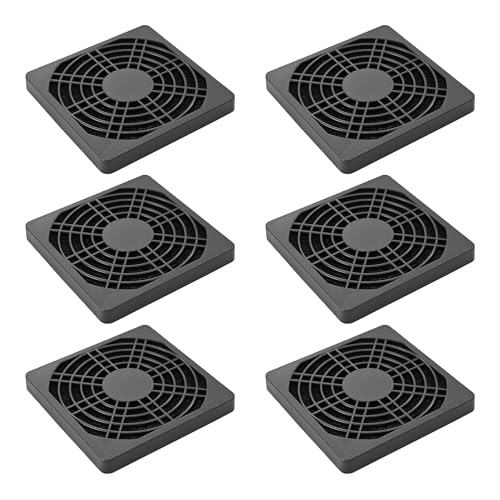 AUXBC 6PCS 80mm Black Square Plastic Cooling Fan Filter Cover Dust-Proof Mesh Screen for PC Computer Case Server Chassis Ventilation Grill Guard Protection Kit Compatible