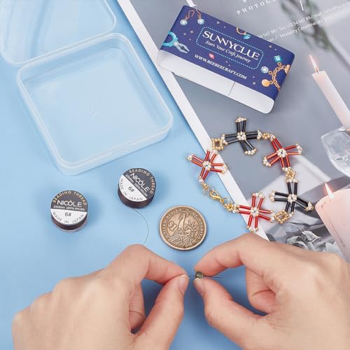 SUNNYCLUE 1 Box 2 Rolls 100 Yards Beading Cord Strong 0.1mm Beading Thread Brown Seed Bead Thread Invisible Sewing Thread Nylon Braided Thread String Thin Beading String for jewellery Making DIY Craft - Image 3
