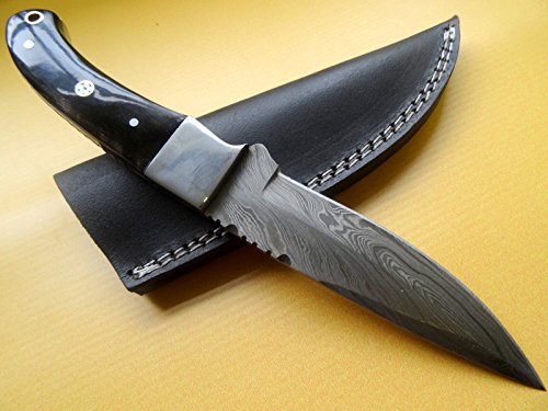 Bc-154 Stunning Handmade Damascus Steel 9" Inches Knife With Bull Horn Handle - #TOP22