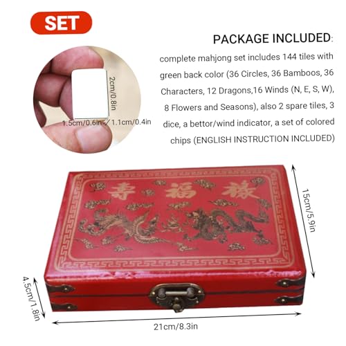 Mini Mahjong Set portátil con dados y estuche miniatura 4