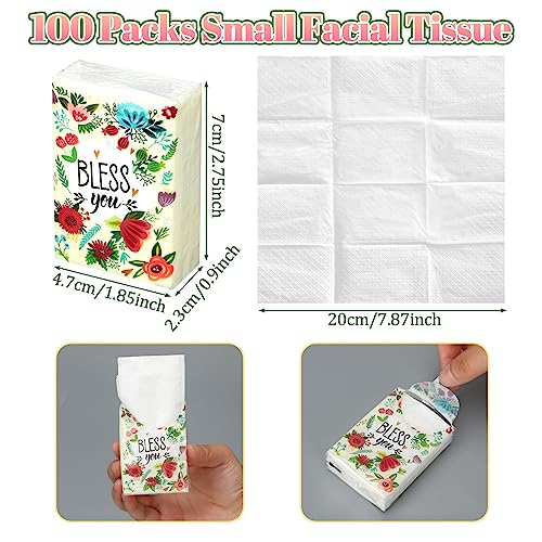 Image of Therwen 100 Pack Pocket Tissues Travel Bulk 1000 Sheet, Blossom