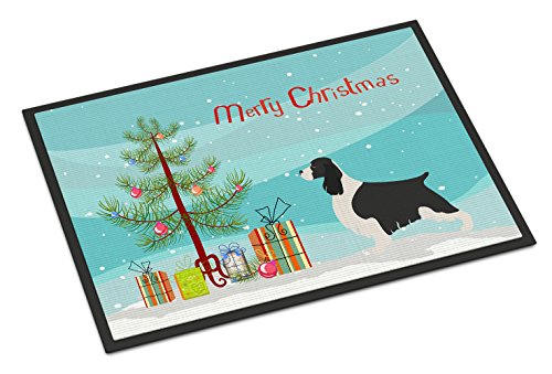 Caroline's Treasures BB8435MAT English Springer Spaniel Christmas Doormat 18x27 Front Door Mat Indoor Outdoor Rugs for Entryway, Non Slip Washable Low Pile, 18H X 27W