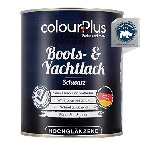 colourPlus®️ 1K pintura de primera clase para barcos (750ml, negro) pintura náutica duradera para yates- barniz madera barco, barniz marino profesional de resina sintética Cover