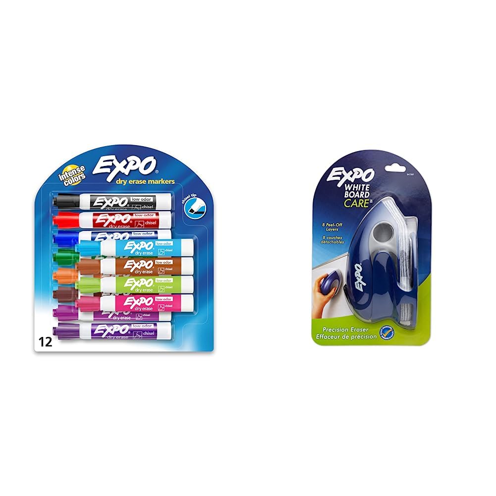 EXPO Low Odor Dry Erase Markers Chisel Tip Whiteboard Markers Great Stocking Stuffer and Teacher Gift Assorted Colors