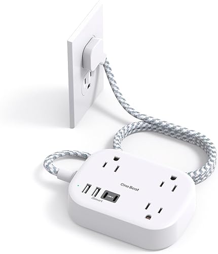 One Beat Cruise Ship Essentials,Travel Power Strip with USB C,Flat Plug Extension Cord with 3 Outlets 4 USB Ports(2 USB C),1 ft Desk Wall Outlet Extender,Non Surge Protector for Cruise,Dorm Room,ETL