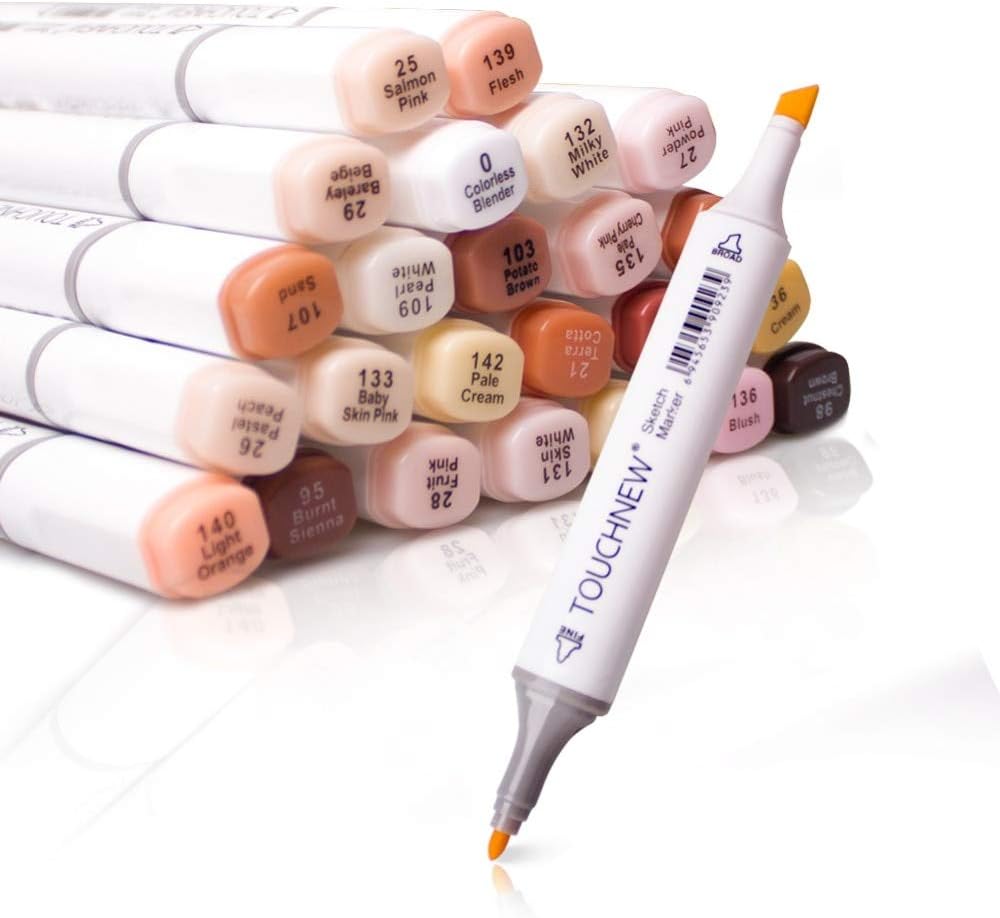 Artist Permanent Sketch Anime Skin Marker Pen Set for Skin Tone Pens 24 Color Dual Tip Twin Alcohol Based Marker Set