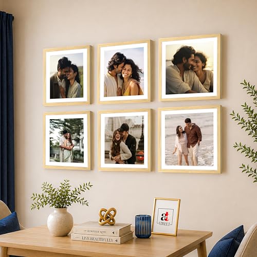 Image of Art Street Premium Photo Frame for living room, Classic Aesthetic Design Photo Frames for Photograph, Art Work, Kids Room Set of 6 (10x10 Inch, Beige)