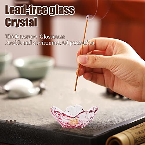 Ziyue Incense Holder For Sticks And Backflow Incense, Handmade Glass Cherry Blossom Incense Stick Holder With 9 Incense Holes Incense Burner Ash Catcher Ideal For Incense Burning, Home & Spa Decor #TOP2