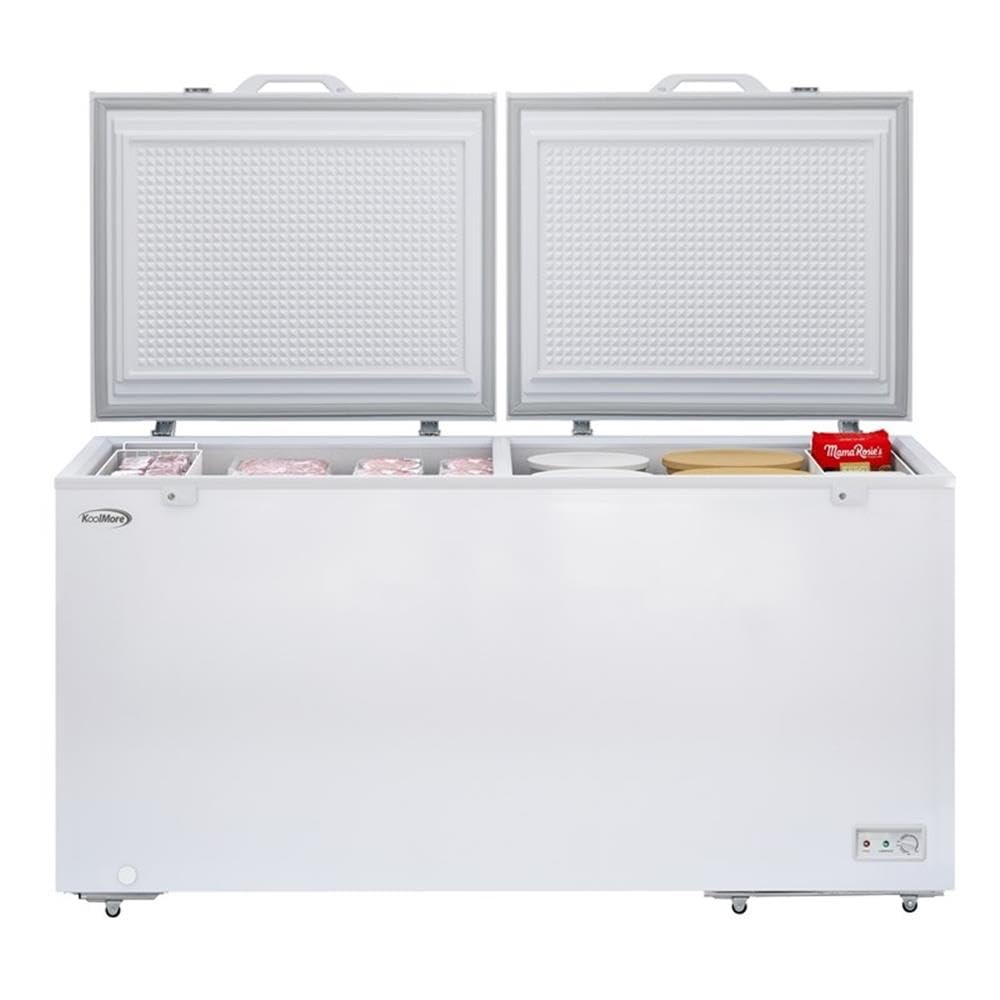 Pemberly Row 79" Commercial Chest Freezer, 30 Cu. Ft. Capacity, White Coated Steel Exterior, Aluminum Interior, Dual Doors, Manual Defrost, Garage Ready, Includes 2 Baskets, Freestanding Freezer on Fridge.com - View 6