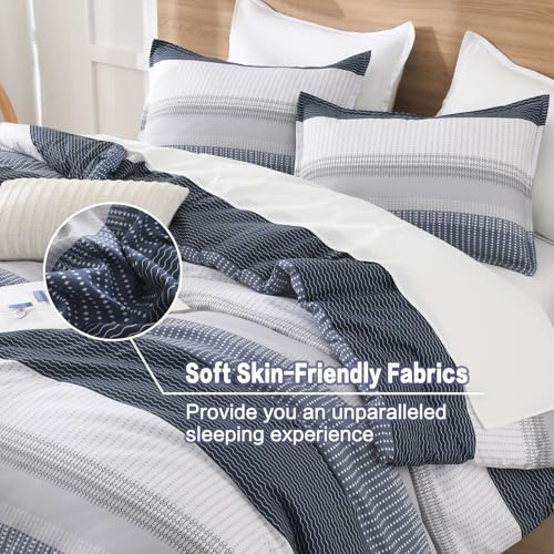 Litanika Black Blue California King Comforter Set - 3 Pieces Lightweight Fluffy Bedding Comforter Sets, All Season Down Alternative Comforter (1 Comforter, 2 Pillowcases)