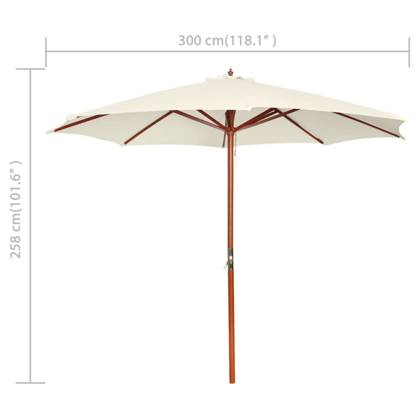 Homgoday Sombrilla Blanca Arena 300x258 cm Sombrilla de Jardín,Protección UV Sombrilla Jardín Grande Orientable Jardín Parasol Balcón