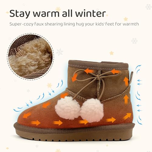 Kids Snow Boots for Girls Boys Comfy Warm Fur Lined Winter Boots Lightweight Slip On Fuzzy Ankle Boot (Little/Big Kids)3