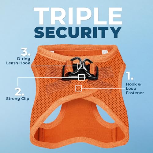 Image of Voyager Step-in Air Dog Harness - All Weather Mesh Step in Vest Harness for Small and Medium Dogs by Best Pet Supplies - Orange (Matching Trim), XS