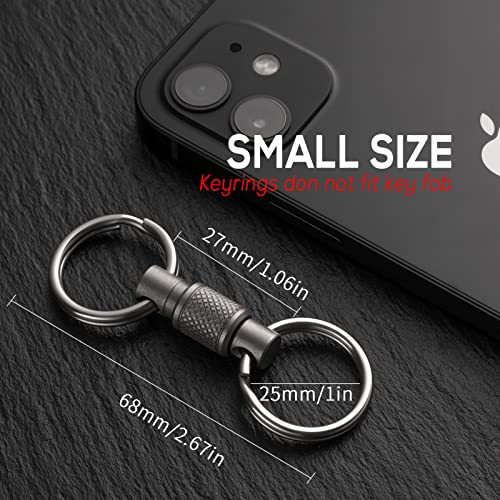 FEGVE Titanium Quick Release Swivel Keychain, Pull Apart Detachable Keychain Heavy Duty Car Key Holder with Key Rings - Image 6