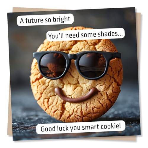 Funny Cookie Celebration Card - New Job, Exam Success Or Achievement Celebration - A Future So Bright You'll Need Some Shades - Well Done Card For Son, Daughter, Friend, Family