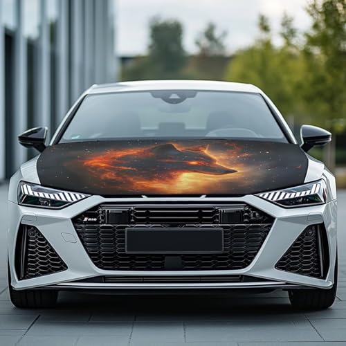 Image of Car Hood Cover,Men Outdoor Car Hood Cover Protector Suitable Most Automotive Sedans Trucks Pickup Sports Cars,Car Accessories Wolf Fire Print