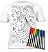 Splat Planet T-shirt con 10 penne magiche lavabili non tossiche, con unicorno e stelle, colori, bianco, 5-6 Anni