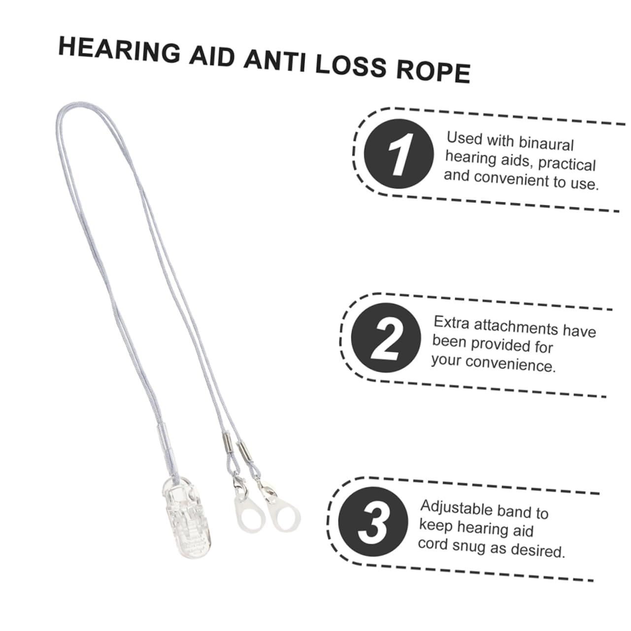 BCOATH Lanyard 2 Sets Anti-Lost Ropes for Deaf-aid Fixation Cord Silicone Protect